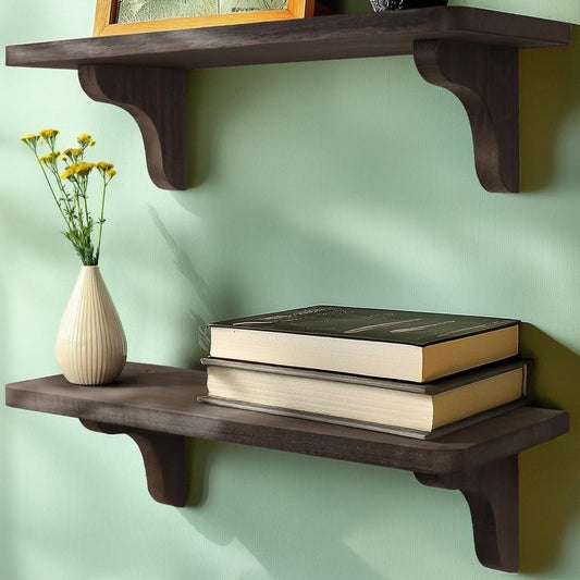 CasaRustik: Estantes de pared decorativos – Set de 2, macizo y colgante para accesorios de hogar y organización en la sala de estar y el pasillo