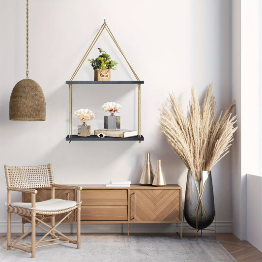 DekoHarmonie: Estantes de pared modernos – 2 niveles, ahorradores de espacio y flotantes para macetas y accesorios de hogar en el pasillo