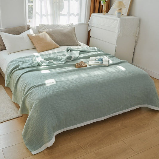 Musselina Deluxe: Manta de algodón elegante con tejido de muselina y seis capas transpirables – para sofá y cama