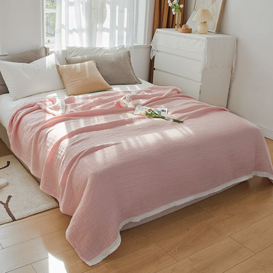 Musselina Deluxe: Manta de algodón elegante con tejido de muselina y seis capas transpirables – para sofá y cama