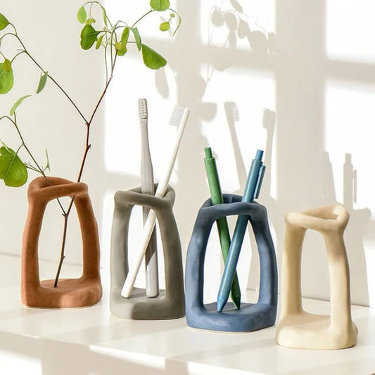 DesignStein: Soporte para cepillos de dientes decorativo – robusto, minimalista y versátil para baño y tocador