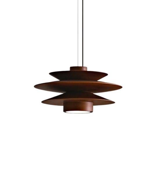 DesignWirbel: Lámpara colgante de madera – elegante forma escalonada con luz cálida, decorativa para salón y dormitorio