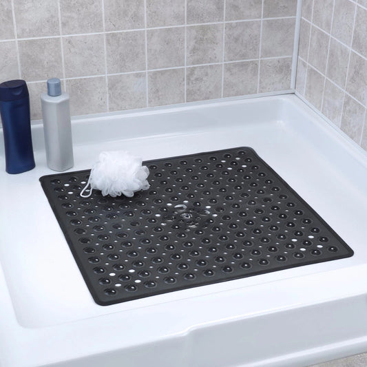DuschGlück: Alfombrilla de ducha antideslizante con ventosas – Alfombra de baño antibacteriana y de fácil cuidado con rápida evacuación de agua