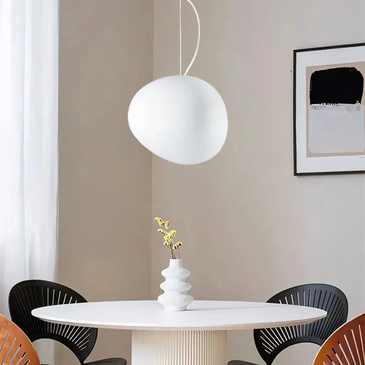 EdelSchein: Lámpara colgante de piedras blancas – Diseño de vidrio esmerilado para comedor y sala de estar