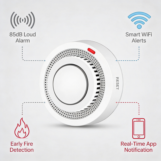 Detector de Humo WiFi Inteligente Alarma de Incendio 85dB – SafeSense