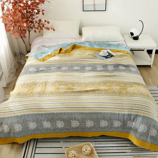 FeldTraum: Mantas de algodón con un estampado elegante y estructura reversible – para dormitorio y sofá