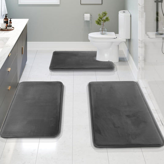 Juego de alfombrillas de baño antideslizante de 3 piezas