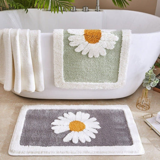 Alfombra de Baño Floral de Terciopelo Fleur