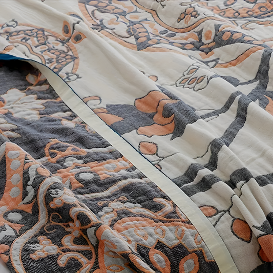 FloraLuft: Mantas de algodón con diseño floral y de hojas – para dormitorio y sofá