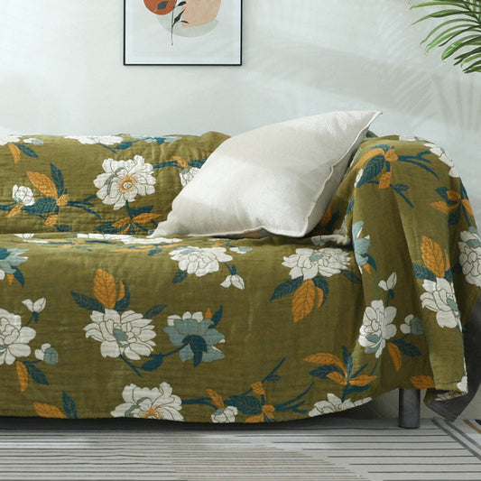 FloraWeave: Manta reversible de flores de algodón – Comodidad elegante para su hogar