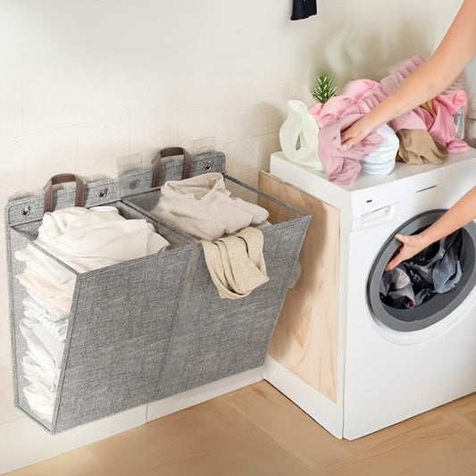 FreiRaum: Cesta de ropa plegable – colgante, duradera y ahorradora de espacio para ropa y toallas
