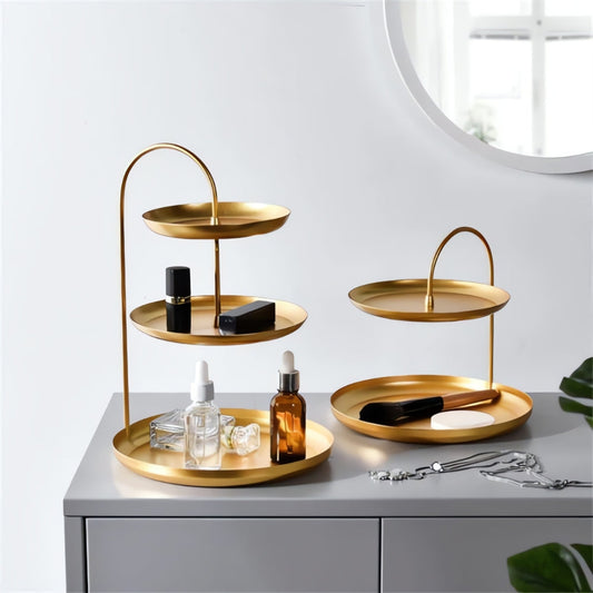 GlanzAkzent: Soporte organizador en dorado – decorativo, robusto e ideal para joyas y cosméticos