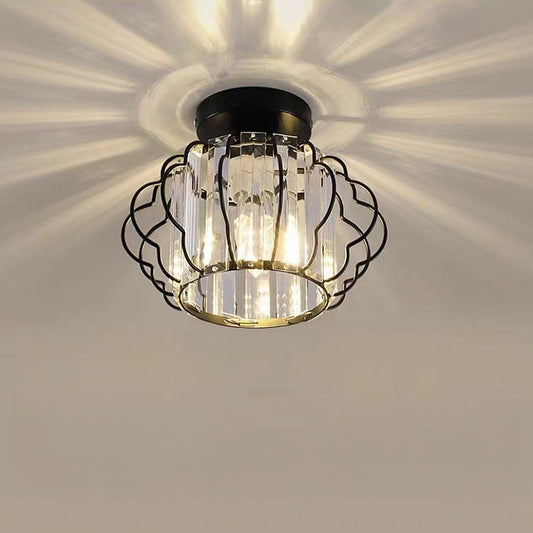 GlanzFlair: Lámpara de techo de cristal dorado moderna – elegante y brillante para pasillo y comedor