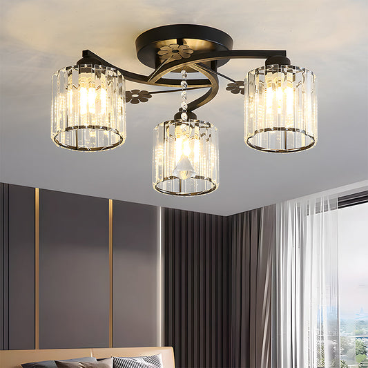 GlanzPrisma: Lámpara de techo de cristal semiempotrada moderna – elegante y brillante para áreas de estar y comedor