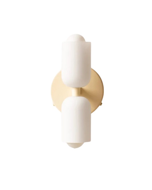 GlanzSphäre: Aplique moderno – lámpara de vidrio doble con luz cálida, decorativa para dormitorio y sala de estar