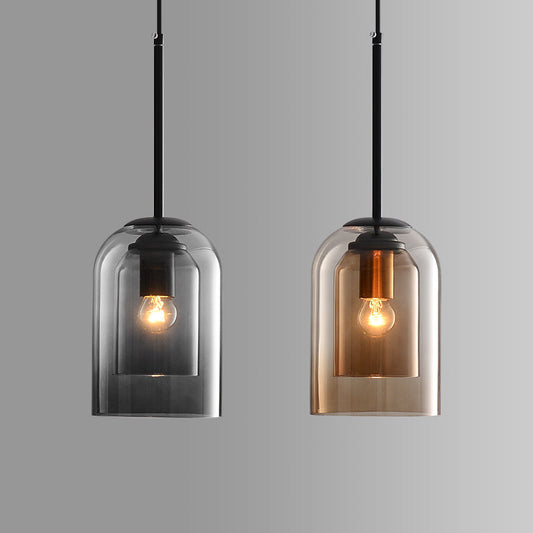 GlasLume: Lámpara colgante de mediados de siglo con doble cristal – Lámpara de diseño para comedor y sala de estar