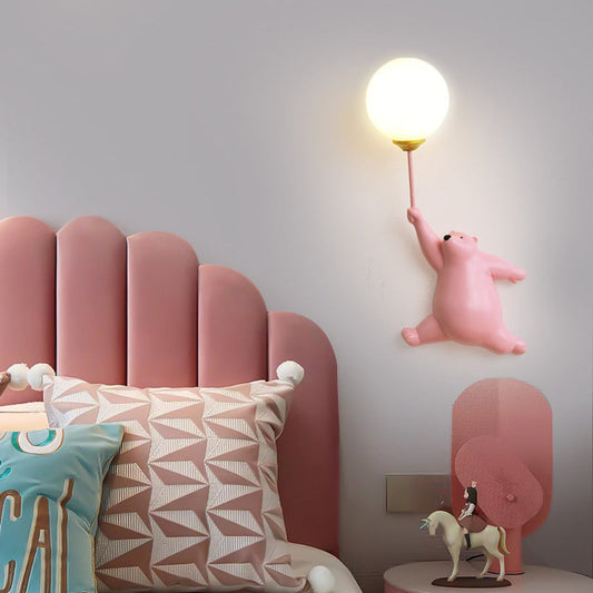 GlowBuddy: Lámpara de pared LED con oso y globo en diseño 3D y luz nocturna cálida – para habitaciones infantiles y áreas de juego