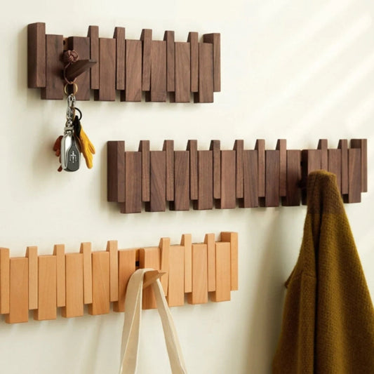 HakenKlang: estantería de pared plegable de madera en diseño de piano – ahorra espacio, decorativa y práctica para el pasillo y dormitorio