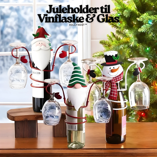 HollyHost™ – Soporte para Botellas de Vino y Copas de Navidad
