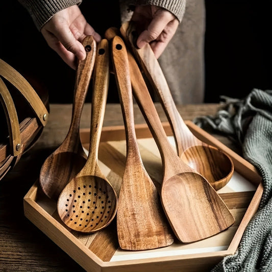 NordicChef – Set de Utensilios de Cocina de Madera de Lujo de 5 Piezas para una Cocina Elegante y Sostenible