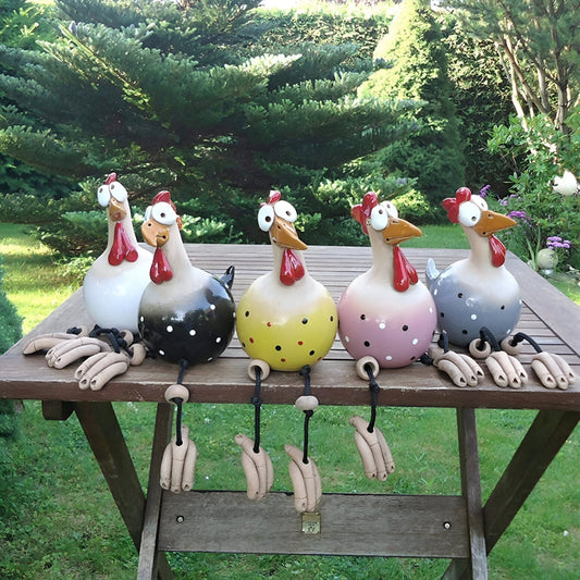 Estatua de Pollo de Resina Duradera para Decoración de Jardín Exterior