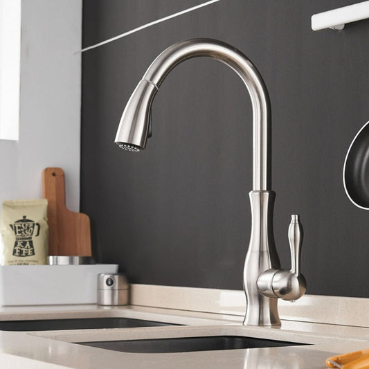 HydroVista: Grifo extraíble flexible para cocina – con cabezal de spray giratorio y diseño moderno