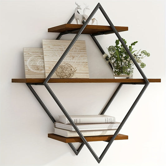 IndustrieEcke: Estante de pared decorativo – robusto, moderno y flotante en estilo vintage con estructura de diamante para sala de estar
