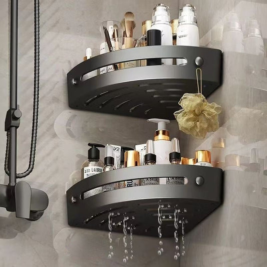 IntelligenteEcke: Estantes de pared para baño – moderno set de 2 piezas de plástico, flotante y ahorrador de espacio sin taladrar para ducha y lavabo