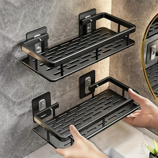 IntelligenteLagerung: Estante de pared para baño – gran estante de plástico, decorativo y colgante sin taladrar para cocina y aseo de invitados