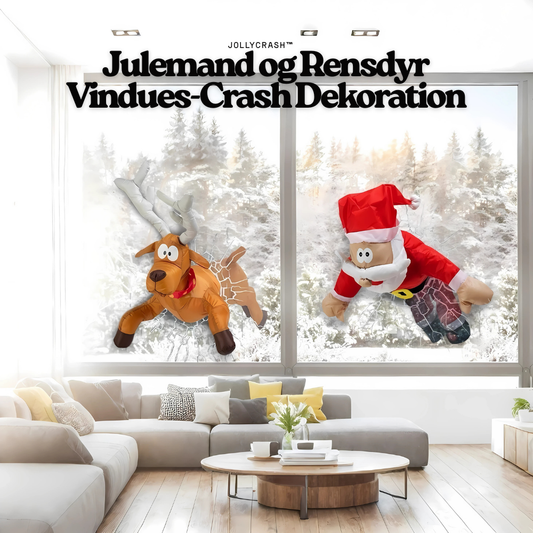 JollyCrash™ – Decoración de Ventana de Choque de Papá Noel y los Renos