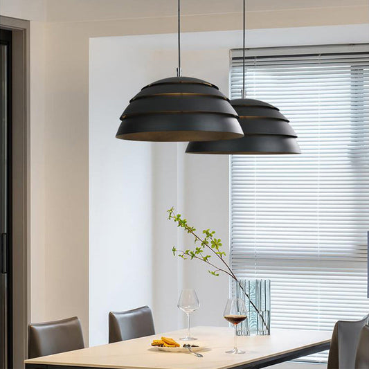 NordDome: Lámpara colgante moderna en estilo nórdico con cúpula de aluminio y LED – para restaurantes y cocinas de hogar