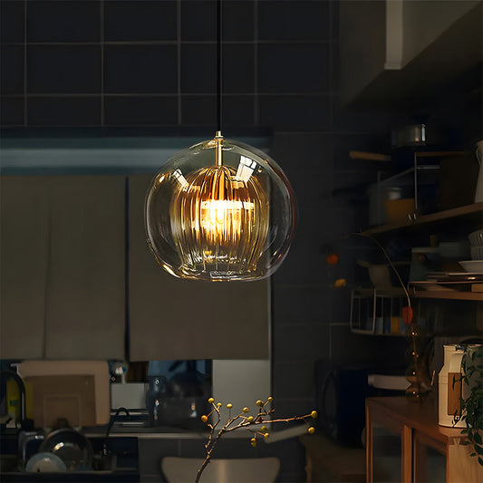 KristallKugel: Lámpara colgante de vidrio moderna en forma de esfera – decorativa y atemporal para espacios de vida y dormitorios
