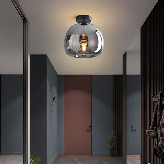 KupferneEleganz: Lámpara de techo moderna de vidrio con acabado en cobre – elegante y decorativa para pasillo y sala de estar