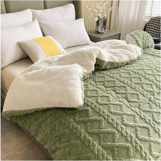 KuscheligWarm: Manta de algodón con forro de Sherpa y calor extra – para sofá y cama