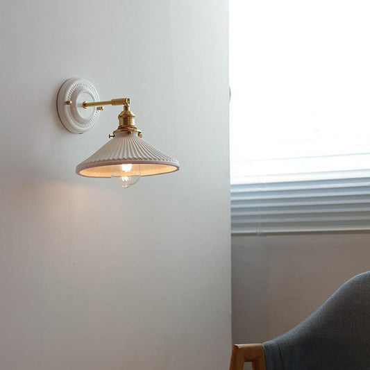 KyoLicht: Aplique de Pared Vintage de Cerámica y Latón con Diseño Japonés – para Dormitorio y Sala de Estar