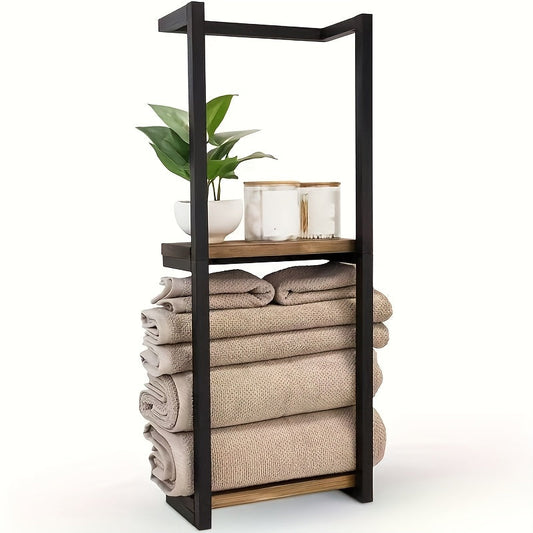 LandStahl: Estante de pared para baño – estante de acero al carbono moderno en estilo rústico, estable y multifuncional para la organización del baño