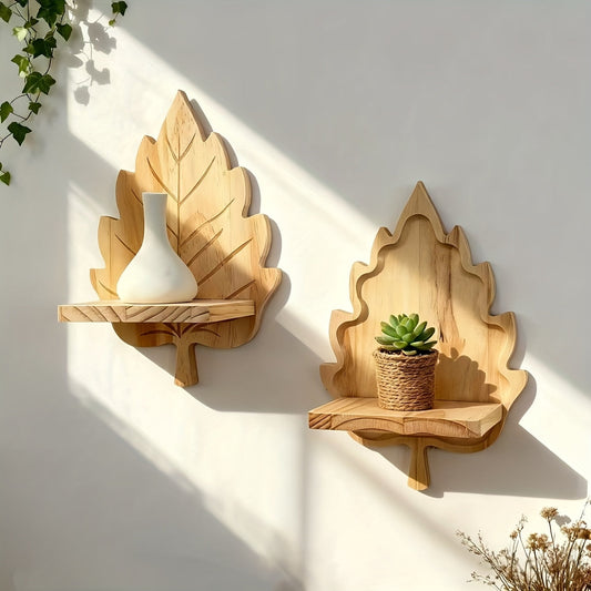 LandhausBlatt: Estante de pared de madera rústica con soporte de tronco – estante ahorrador de espacio para dormitorio y sala de estar