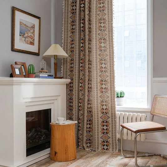 LichtTraum: Cortina geométrica de estilo Boho con borlas – elegante y de fácil cuidado para el dormitorio