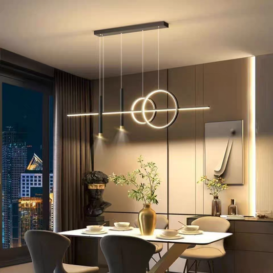 LumiRond: Lámpara colgante LED con anillos – Lámpara moderna para mesas de comedor en espacios elegantes
