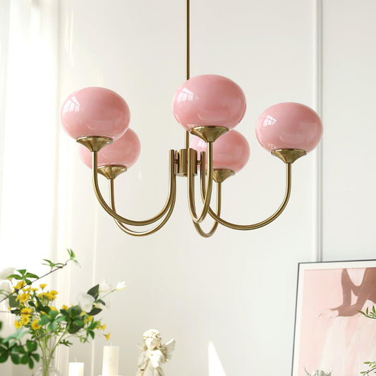 LumiRosé: Lámpara de diseño en acabado dorado con pantallas de vidrio