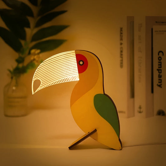 LumiZoo: Lámpara de mesa infantil de madera con luz nocturna LED y diseño de animalito – para habitaciones infantiles y de bebés
