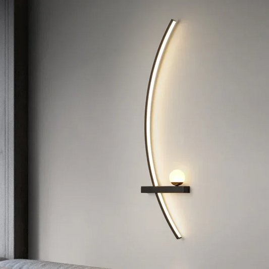 LumoArc: Elegante aplique de pared LED de latón curvado de 2 llamas minimalista – ideal para sala de estar y oficina