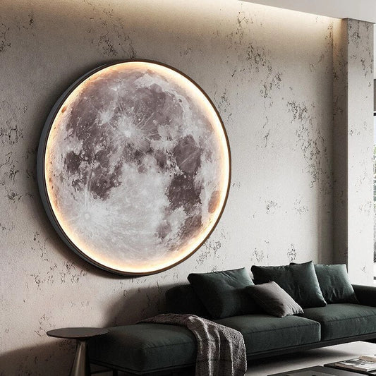 LunaAstra: Lámpara de pared con efecto de luz lunar y control remoto – lámpara LED ajustable para dormitorio y sala de estar