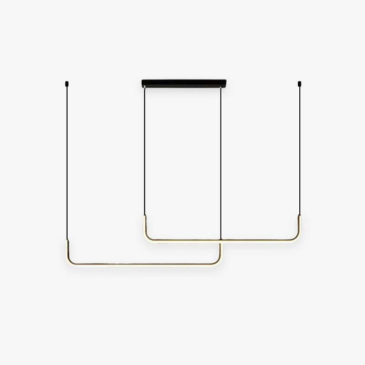 LuxLinea: Lámpara Colgante LED Moderna – Lámpara Lineal de Metal en Oro y Negro para Comedor y Sala de Estar