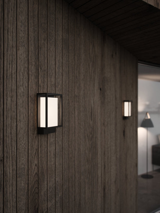 Luz de Pared Exterior LED Nestor, Negro/Opal