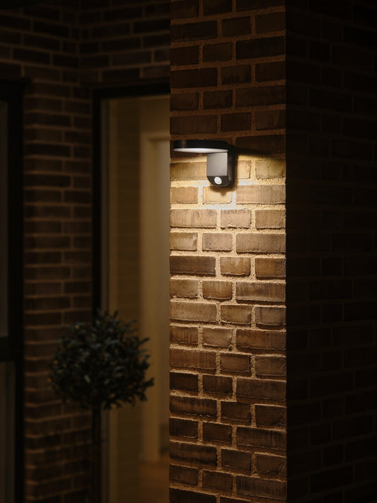Luz Solar de Pared LED Redonda Rica para Exteriores, Negra