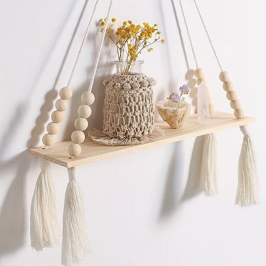 MakrameeStil: Estante de pared de madera – flotante, decorativo y versátil para cocina, baño y salas de estar