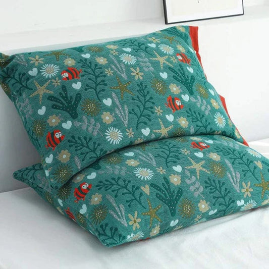 MeeresTraum: Funda de cojín con estampado de corales – suave y fácil de cuidar para el dormitorio (1 pieza)
