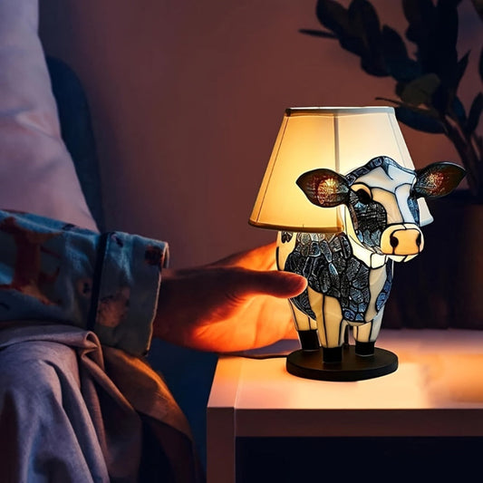 MooLume: Lámpara de mesa LED con diseño de vaca y luz cálida blanca & puerto USB – para habitaciones infantiles y dormitorios