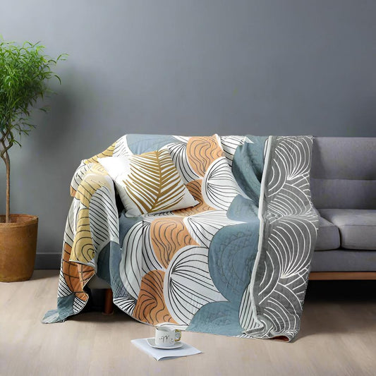 MuschelTraum: Mantas de algodón en un elegante diseño de concha con una lujosa textura de algodón – para sofá y sala de estar